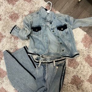Light Wash Denim Jacket and Jeans Set - Women